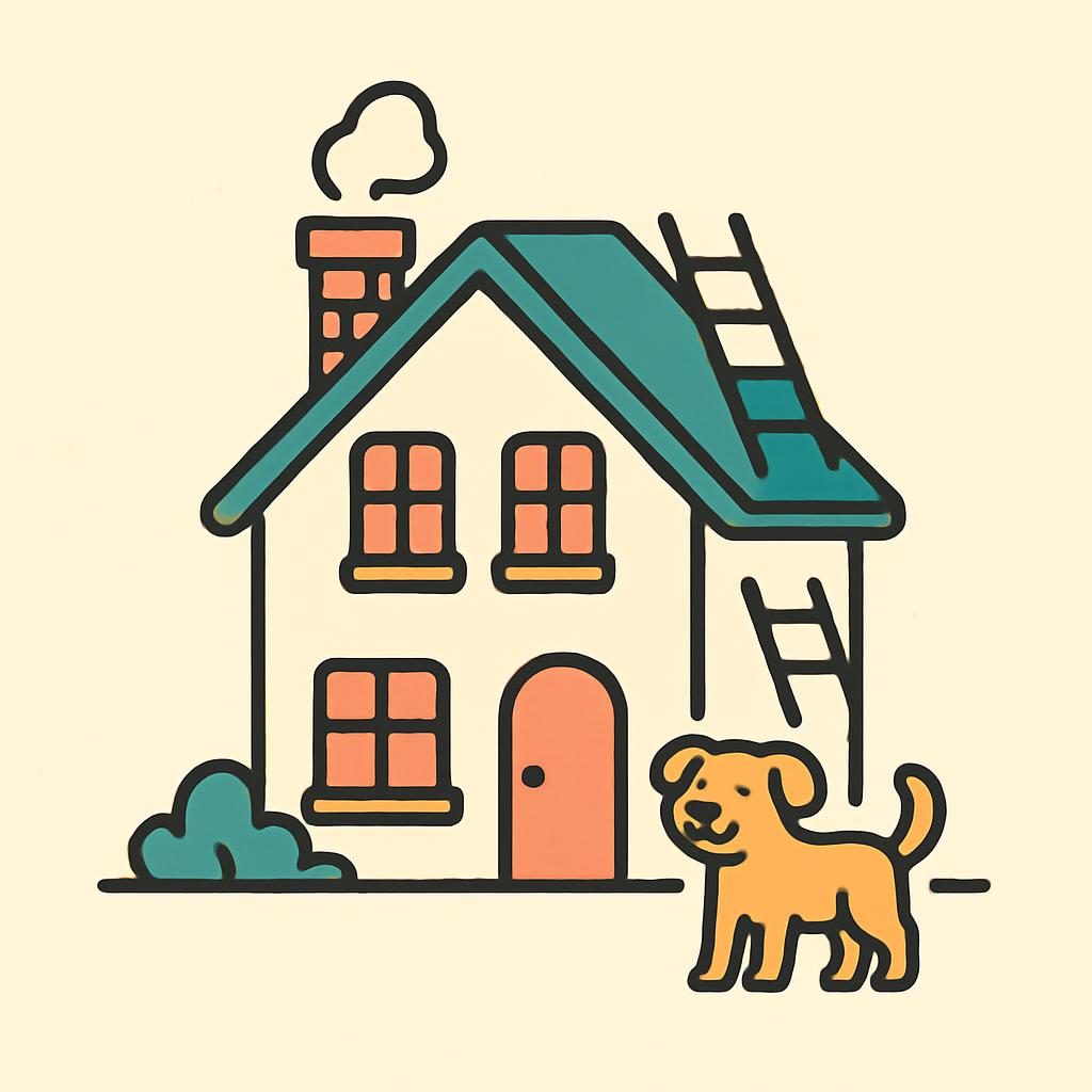 Drawing of a house with a chimney